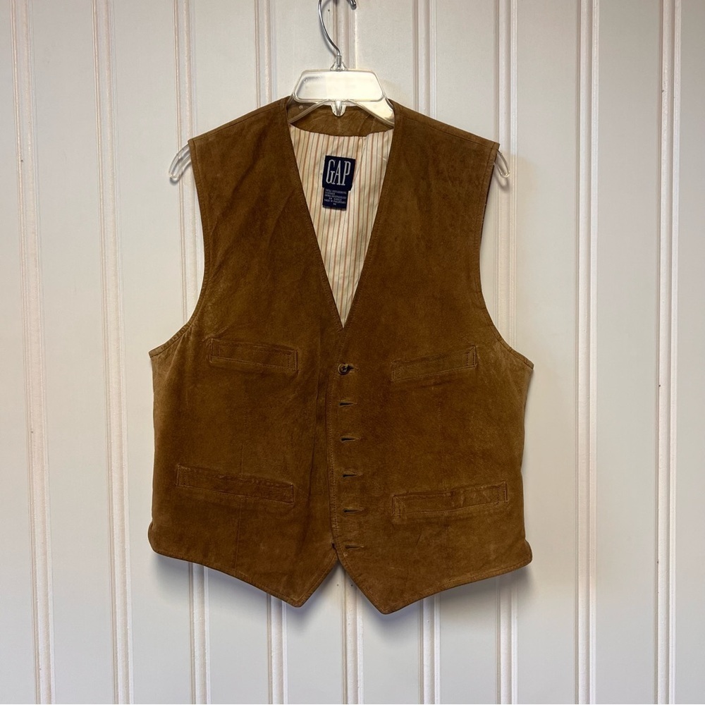 GAP Genuine Leather Suede Vest Men’s Medium Brown Western Vintage Style